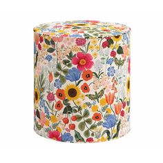 an image of a colorful flower print stool