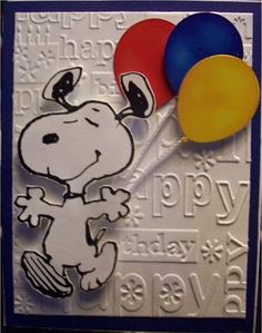 a happy birthday card with a snoopy balloon and the words happy birthday on it