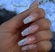 ❤️ Nails Prom, Nail Designs Glitter, Ombre Hair Color, Acrylic Nails Coffin, Crystal Nails, Pretty Acrylic Nails