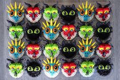 cupcakes decorated to look like monster heads