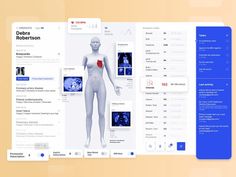 an image of a website page with the body and organs highlighted in blue, on a yellow background