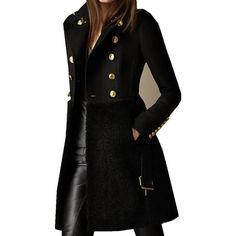 Elegant Women's Tailored Coats: Trendy and Timeless Styles Coats LOVEMI  Black M Buy Coats, Slim Trousers, Runway Dresses, Double Breasted Jacket, Double Breasted Coat, Women Clothes, Military Fashion, Black Coat, Types Of Collars