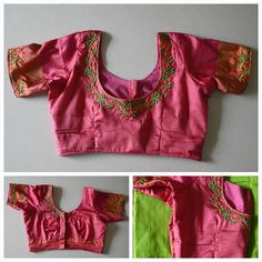 This is double shaded pink and orange blouse . It can be customized to any colour and size. Pl leave a msg for customization. Product colour may slightly vary due to photographic lighting sources or your device settings. For customization i will send you the measurement chart which you can fill and send it back to me . I ship to all places except germany. The standard shipment takes 30 working days. Speed post takes 20 working days. Express delivery takes 5 working days. Blouse For Pattu Saree, Peach Saree Blouse, Saree Embroidery Work, Pink Saree Blouse, Embroidery Work Blouse, Peach Saree, Saree Embroidery, Saree Blouses, Orange Blouse