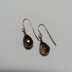 14 Kt Yellow Gold Over 925 Sterling Silver 5 Ct. Genuine Briolette Cut Smokey Quartz Shepherd's Hook Design Dangle Style Earrings. Never Worn. Smoky Quartz Jewelry, Shepherds Hook, Hook Design, Quartz Earrings, Smokey Quartz, Style Earrings, Smoky Quartz, Brown Gold, Wedding Inspo