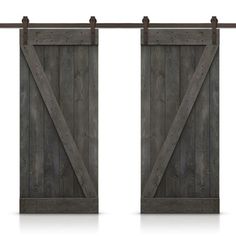 an open wooden door with metal bars on the outside and inside, isolated against a white background