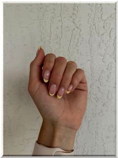 Capture the essence of sunny days with our radiant summer yellow nails! Flash a smile on your hands with a color that's as warm and inviting as a sunny afternoon. Europe Nails, Vacation Nail Designs, Almond Nails French, Hoco Nails, Yellow French, Yellow Nails Design, Yellow Nail, Chrome Nails Designs