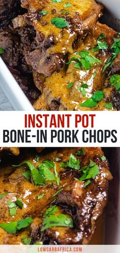 instant pot bone - in - pork chops recipe with text overlay