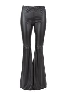 If you love the laid-back charm of bell bottoms you and these quintessential cool-girl faux leather flares are meant to be! The bell bottoms are made out of a black faux leather fabric that looks and feels as luxe as the real thing and will give your look plenty of attitude. The flare pants create a long, lean look while capturing that casually chic attitude of the '70s. With a high rise and dramatic flare, these stretchy bell bottom pants make your legs look a mile long with retro-inspired styl Leather Bell Bottoms, Leather Flare Pants, Chic Attitude, Funky Pants, Casually Chic, Rocker Chick, Rocker Girl, Velvet Flares, Leather Pant