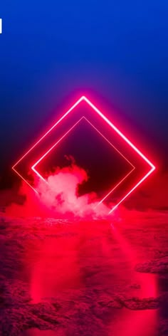 a pink and blue background with an image of a square shaped object in the middle