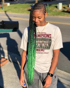 Braids Green, Black Lemonade, Fulani Braids Hairstyles, Green Lemonade, Lemonade Braids Hairstyles, Braids Black, Lemonade Braids, Long Box Braids