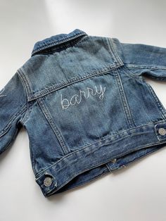 Cute Fitted Denim Jacket With Pockets, Cute Embroidered Long Sleeve Denim Jacket, Cute Fitted Embroidered Outerwear, Baby Denim Jacket, Kids Jeans Jacket, Diy Denim Jacket, Gap Denim Jacket, Jacket Details, Embroidered Jean Jacket