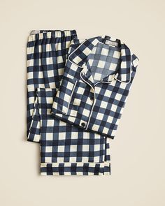 Soft shine pajama pant set in gingham Pajama Set Pants, Ruffle Pajama Set, Brandy Melville Pjs, Cute Pajamas For Women, Cute Pj Sets, Pajama Pants Outfit, J Crew Pajamas, Secret Santa Gift Ideas, Lake Pajamas