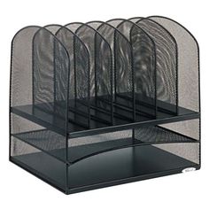 four tiered desk organizer with mesh sides