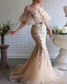 Blossom Essence Mermaid Teuta Matoshi Dress | Teuta Matoshi Teuta Matoshi Dresses, Matoshi Dress, فستان زهري, Flower Prom Dress, Mermaid Style Dress, Cheap Prom Dresses Long, Tulle Evening Dress, فستان سهرة, Prom Dresses Online