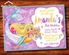 Barbie Mermaid Birthday, Barbie Mermaid, Mermaid Invitation, Princess Invitation, Mermaid Barbie, Princess Invitations, Mermaid Invitations, Mermaid Birthday Invitations, Barbie Party