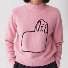 Perfect Condition Sooooo Cute Size: Small Flat Knit Neck, Cuff And Hem Trim Adorable Dog Graphic Knit At Center, Back Is Plain Pink Small Flat, Anthropologie Sweater, Pink Sweater, Frogs, Colorful Sweaters, Hot Sale, Trench Coat, Anthropologie, Sweaters For Women