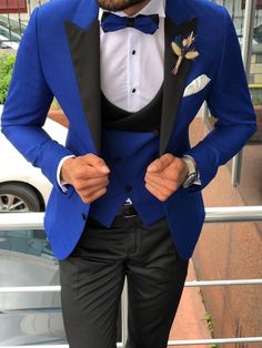 This is a Classic Fit Royal Blue 3 Piece Suit by EyesofFashions from high quality fabric and imported materials. Our products are handcrafted by experienced tailors who make sure the that the stitching is precise, lining is proper and the overall product is sturdy enough to not go out of shape for more than a few years. Also all our products have extra margins in their length, sleeves, sides so it's easily alterable if your size changes after some time. *This is a 3 piece set of a jacket, waistc Tailored Blue Tuxedo For Wedding, Blue Tuxedo Style Three-piece Suit For Wedding, Blue Tuxedo Blazer For Wedding, Tailored Royal Blue Suit For Wedding, Royal Blue Tailored Suit For Wedding, Fitted Royal Blue Blazer For Wedding, Royal Blue Tailored Wedding Suits, Royal Blue Fitted Blazer For Wedding, Tailored Blue Tuxedo For Groom