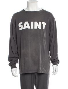 Saint Michael T-ShirtGreyGraphic PrintLong Sleeve with Crew NeckFit:T-Shirts by Saint Michael typically fit true to size. Saint Michael, Saint Laurent Bag, St Michael, Sweater Pants, Outerwear Sweater, Shirt Accessories, Shoulder Sweater, Hoodie Dress, Casual Jeans