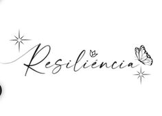 the word resilicia written in cursive writing with a butterfly on it