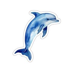 a blue dolphin sticker on a white background