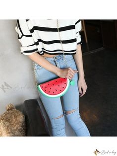 Bird in Bag - Charming Fruit-Inspired Crossbody Bag - Watermelon Lemon Design, Stylish Chain Shoulder Purse for Women Trendy Summer Fashion Bags, Trendy Summer Bags, Green Summer Shoulder Bag, Summer Green Shoulder Bag, Green Shoulder Bag For Summer, Hobo Bag Patterns, Watermelon And Lemon, Lemon Design, Womens Sling Bag