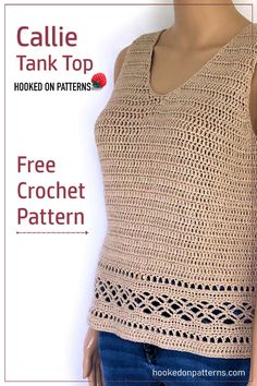 a crocheted tank top is shown with the text, free crochet pattern