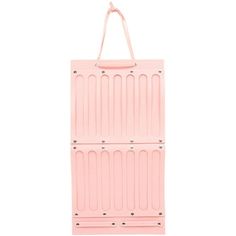 two pink wall hangings with handles on each side and an attached handle to the top