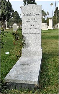 the headstone of darren mcgavin at the cemetery