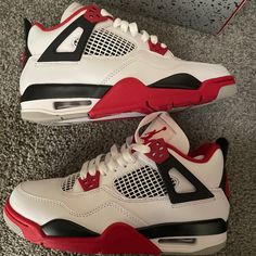 6.5 Gs Worn Once But Tried On A Few Times Jordan 4 Retro Fire Red, Air Jordan Retro 8, Jordan 4 Fire Red, Jordan Cp3, Jordan 1 Mid White, Nike Air Jordan 4 Retro, White Shoes Men, Nike Air Jordan 4, Black Basketball Shoes