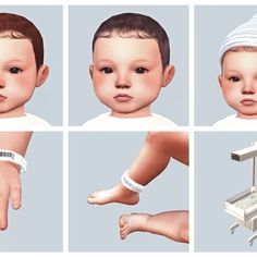 multiple images of a baby's head and arm with different types of medical equipment