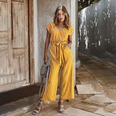 Striped short sleeve Jumpsuit Short Sleeve Jumpsuit, Wrap Dress Short, Jumpsuit Casual, Casual Short Sleeve Dress, Loose Jumpsuit, Short Women, Drawstring Dresses, Cotton Jumpsuit, Short Sleeve Jumpsuits