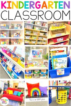 the classroom is filled with colorful books and toys for kids to read, play, and learn