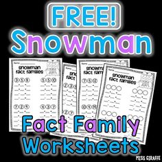 fact family worksheets with the text free snowman fact family worksheets