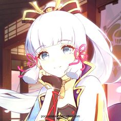 an anime character with white hair and blue eyes