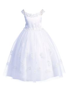 A fashionable white tea length Communion dress by designer Lito will give grace and make her look amazing on her special day. Features a satin bodice and a glitter tulle skirt with sequin and bead accents. Secured with an invisible zipper at the back and embellished with a satin bow. Made in USA. White Princess Dress For Prom Season, White Tulle Pageant Dress For Confirmation, White Pageant Dress With Lace Bodice, White Pageant Dress With Lace Bodice For Parties, White Tulle Pageant Dress For Prom Season, White Princess Dress For Pageant And Prom Season, White Princess Dress For Pageant Prom Season, White Princess Dress For Pageant During Prom Season, White Lace Bodice Princess Dress For Debutante Ball