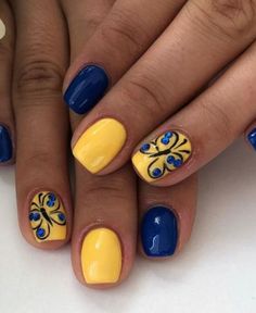 Yellow Nail, Fingernail Designs, Manicure Nail Designs, Purple Nail, Vibrant Nails, Cute Gel Nails