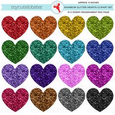 heart shaped glitter cliparts for valentine's day or any other holiday event