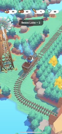 a train is coming down the tracks in an animated game