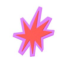 an orange and pink star shaped object on a white background