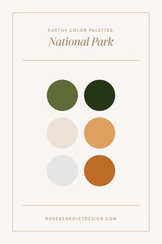 the earthy color palettes for national park are shown in different shades and sizes