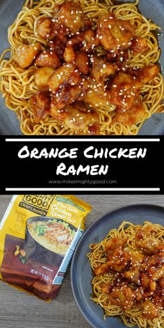 orange chicken ramen with noodles and sauce on the side