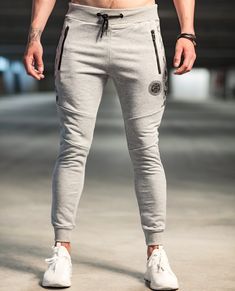 JERONE gray sweatpants. The butt looks good in these, women like it. Slim fit, two zippered front pockets and elasticated waist and cuffs. Stretch Gray Pants For Streetwear, Gray Stretch Sweatpants With Ribbed Waistband, Gray Stretch Sweatpants With Side Pockets, Urban Style Gray Joggers For Sports, Urban Gray Joggers For Sports, Sporty Gray Tracksuit With Pockets, Gray Athleisure Sweatpants With Side Pockets, Gray Athleisure Sweatpants For Jogging, Gray Sweatpants With Ribbed Waistband For Streetwear