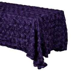 a purple table cloth on a white background