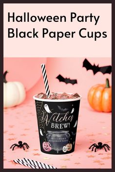 Fun Caldron Witches Brew Halloween Party Black Paper Cups Black Caldron, Halloween Bash, Watercolor Pumpkins, Spider Webs, Front Door Signs, Homemade Candies, Witches Brew, Paper Cups, Halloween Decoration