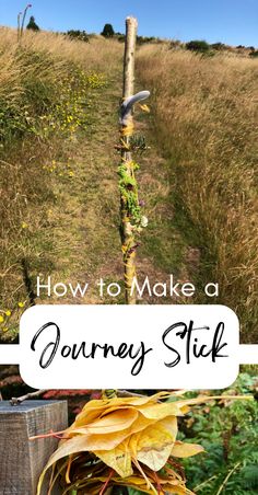 a wooden pole with plants growing on it and the words how to make a journey stick