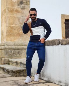 Blue Jeans White T Shirt Outfit Men, White And Denim Outfits Men, Jean Azul Claro Outfit Hombre, Blue Jean, Blue, Quick Saves