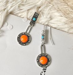 Earrings Description:  Eardrop Height: 6cm,  Eardrop Width: 1.8cm,  Details: Geometric,  Material: Zinc Alloy Orange Metal Earrings, Orange Pierced Metal Earrings, Orange Metal Pierced Earrings, Orange Metal Drop Earrings, Zinc Alloy, Jewelry Earrings Dangle, New Zealand, Etsy Earrings, Dangle Earrings