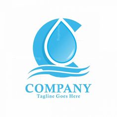 a blue water drop logo with the word company on it's bottom and bottom corner