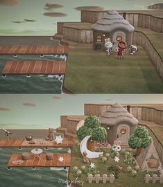 two different views of the same area in animal crossing