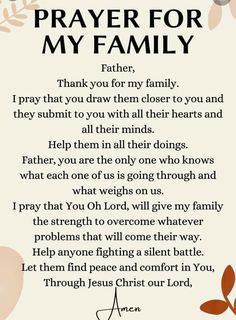 a prayer for my family with an image of a bunny